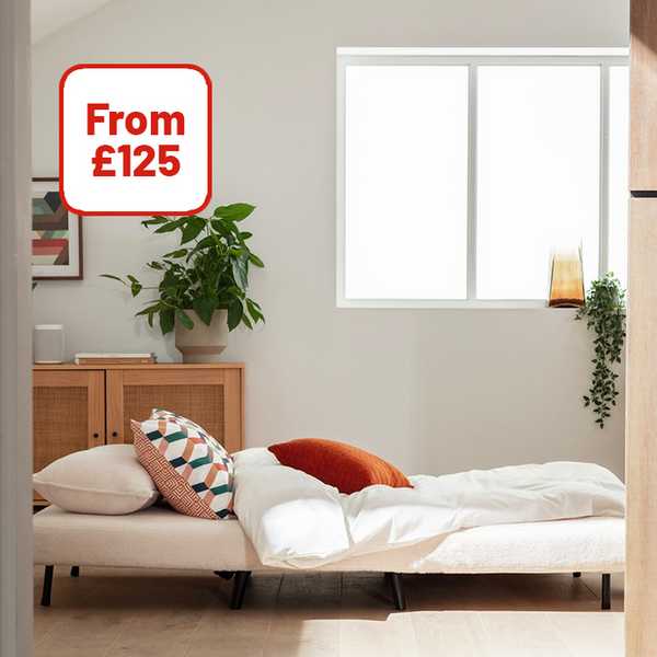 Shop sofa beds from £125. Be guest ready day or night.